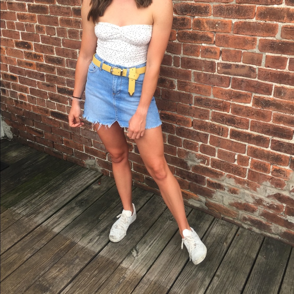 Strapless twist front bodysuit mini star print